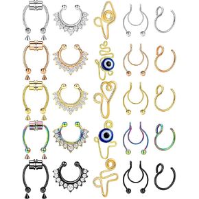 اف يو مجموعة اقراط انف وهمية 20 غرام للنساء والرجال والبنات، مجموعة حلقات انف مغناطيسية من الستانلس ستيل، مجوهرات صغيرة بدون ثقب in Kuwait