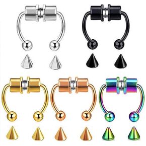 Shuiniba Magnetic Septum Nose Ring Horseshoe Fake Nose Ring Hoop Reusable Nose Ring Hoop Non-Piercing 316L Stainless Steel