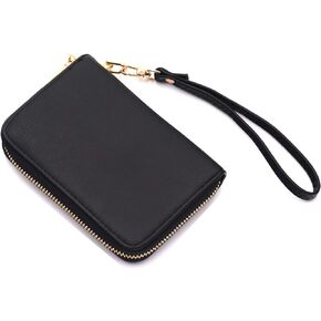 LOVESOME Womens Small Zip Around Wristlet Wallet(Black)