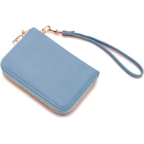 LOVESOME Womens Small Zip Around Wristlet Wallet(Black)