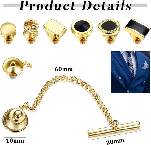 6 قطع من LOYALLOOK دبوس ربط مع سلسلة للرجال ربطة عنق بمقبض ربطة عنق - نوع مثير للاهتمام لحفلات الزفاف وأعياد الميلاد والذكرى السنوية للأعمال in Kuwait