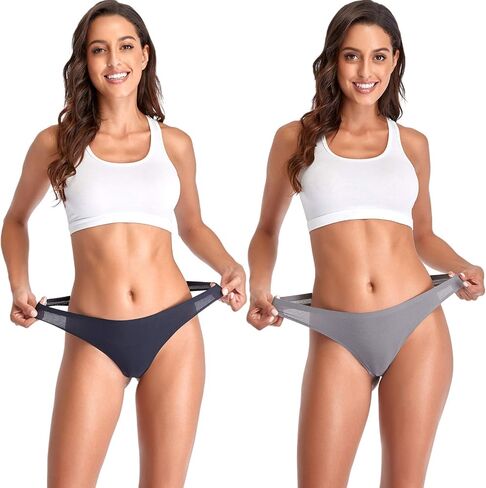 QOVOQ Seamless Thongs for Women,Breathable Womens Thongs Cotton Thongs for Women No Show Thong Underwear Women Pack in Kuwait