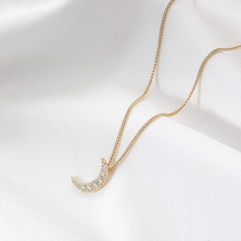 Befettly Moon Pendant Necklace 14K Gold Fill Dainty Hammered Moon Phase Gold Choker Simple Crescent Moon Full Moon Karma Circle Choker Necklace in Kuwait