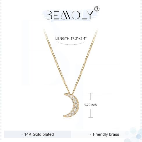 Befettly Moon Pendant Necklace 14K Gold Fill Dainty Hammered Moon Phase Gold Choker Simple Crescent Moon Full Moon Karma Circle Choker Necklace in Kuwait