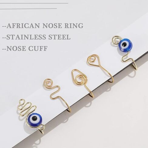 اف يو مجموعة اقراط انف وهمية 20 غرام للنساء والرجال والبنات، مجموعة حلقات انف مغناطيسية من الستانلس ستيل، مجوهرات صغيرة بدون ثقب in Kuwait
