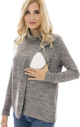 Bearsland Women's Maternity Nursing Tops Long Sleeve Breastfeeding Shirts in Kuwait