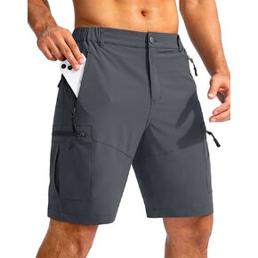 Pudolla Men's Hiking Cargo Shorts 9" Lightweight Outdoor Work Shorts for Men Travel Golf Camping Casual with 5 Zipper Pockets