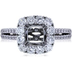 18k White Gold Diamond Halo Set Engagement Ring Mounting in Kuwait