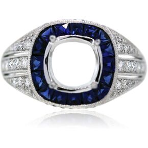 Platinum Sapphire and Diamond Four Prong Ring Mounting in Kuwait