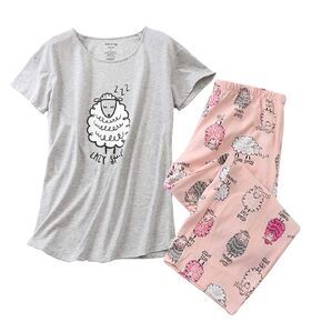 ENJOYNIGHT Women's Sleepwear Tops with Capri Pants Pajama Sets