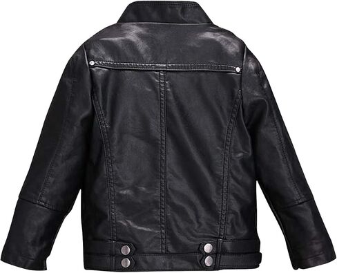 Evelin LEE Kids Girls PU Leather Long Sleeve Stand Collar Moto Jacket Casual Zip Up Outwear Coat in Saudi Arabia
