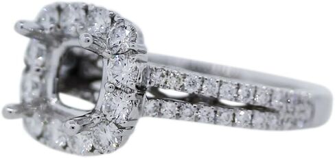 18k White Gold Diamond Halo Set Engagement Ring Mounting in Kuwait