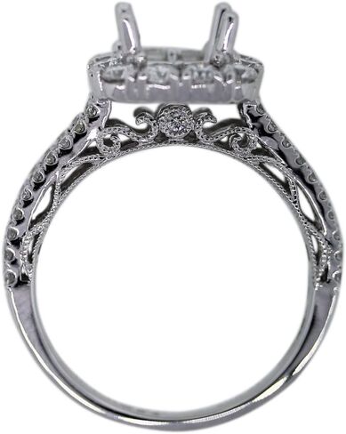 18k White Gold Diamond Halo Set Engagement Ring Mounting in Kuwait