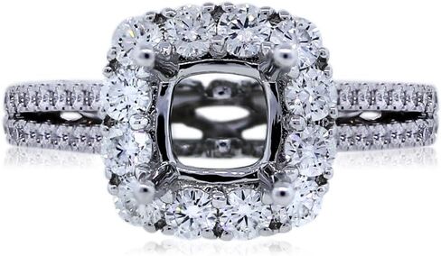 18k White Gold Diamond Halo Set Engagement Ring Mounting in Kuwait