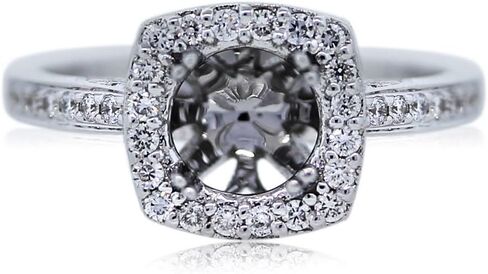 18k White Gold Diamond Halo Set Engagement Ring Mounting in Kuwait