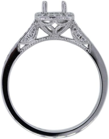 18k White Gold Diamond Halo Set Engagement Ring Mounting in Kuwait