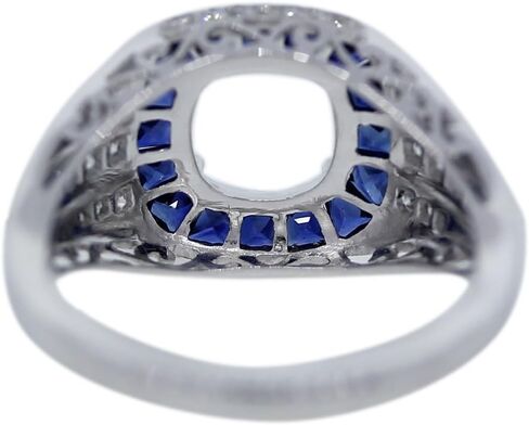 Platinum Sapphire and Diamond Four Prong Ring Mounting in Kuwait