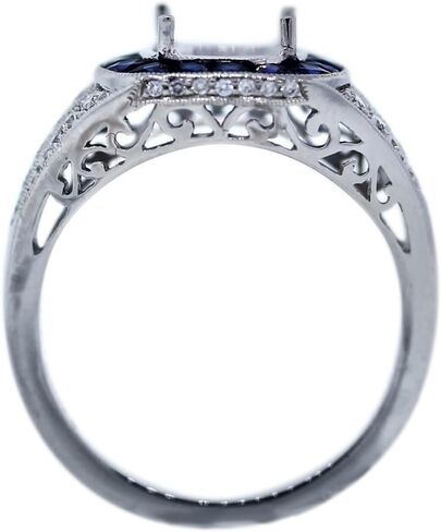 Platinum Sapphire and Diamond Four Prong Ring Mounting in Kuwait