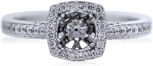 18k White Gold 0.23ctw Diamond Halo Set Engagement Ring Mounting in Kuwait