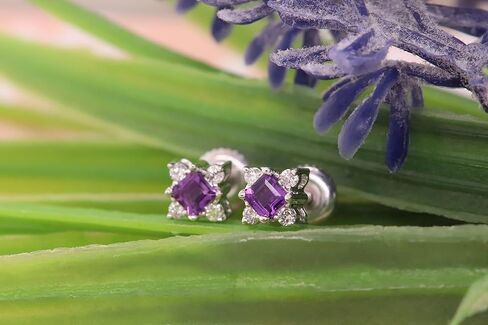 مجموعة Dazzlingrock 14K أحجار كريمة للأميرة وأقراط دائرية من الماس الأبيض للسيدات على شكل مربع، من الذهب الأبيض in Kuwait