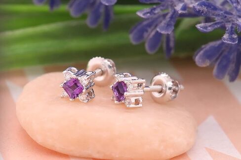مجموعة Dazzlingrock 14K أحجار كريمة للأميرة وأقراط دائرية من الماس الأبيض للسيدات على شكل مربع، من الذهب الأبيض in Kuwait