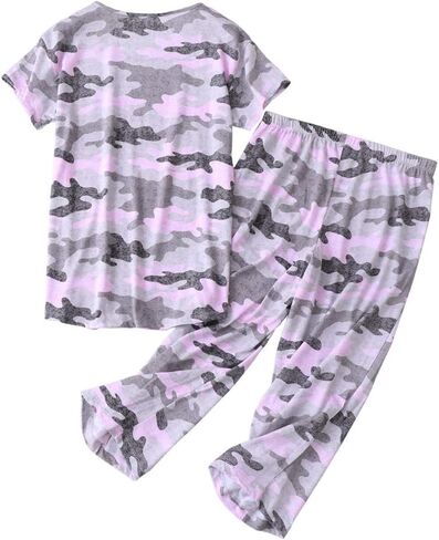 ENJOYNIGHT Women's Sleepwear Tops with Capri Pants Pajama Sets in Saudi Arabia