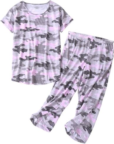 ENJOYNIGHT Women's Sleepwear Tops with Capri Pants Pajama Sets in Saudi Arabia