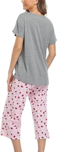 ENJOYNIGHT Women's Sleepwear Tops with Capri Pants Pajama Sets in Saudi Arabia