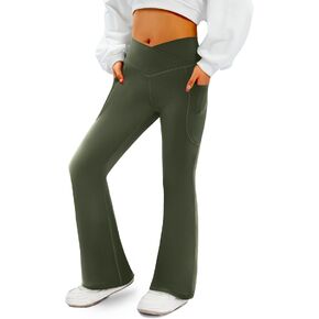 COPYLEAF Women's Flare Yoga Pants with Pockets-V Crossover High Waisted Bootcut Yoga Leggings-Flare Workout Gym Leggings