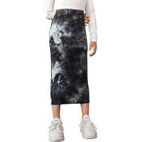 Milumia Girl's Casual High Waist Long Pencil Skirt Comfy Plain Straight Skirts