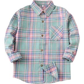 Flannel Shirts for Women & Girls Long Sleeve Buffalo Plaid Tops Womens Button Down Shirts Western Plaid Shirts for Women in Kuwait