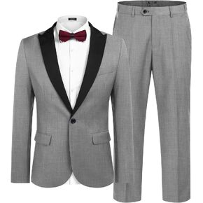 COOFANDY Men's Tuxedo Suits 2 Piece Wedding Blazer One Button Peak Lapel Suit Jacket Dress Pants for Dinner,Prom,Party