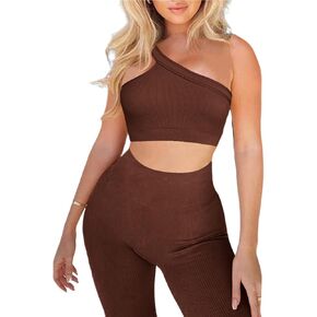 Workout Sets for Women 2 Piece Seamless Sexy One Shoulder Sport Bra High Waist Shorts GMY Yoga Two Piece Outfits