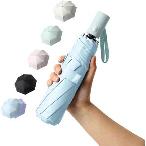 BAODINI Small UV Protection Travel Umbrella Compact for Rain and Sun UPF 50+ Windproof Portable 42 inch Umbrella for Women and Men