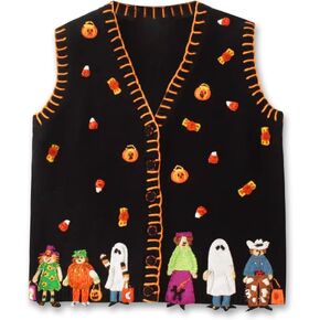 BesserBay Halloween Unisex Kids V-Neck Button Down Shirt Knit Sweater 4-12 Years
