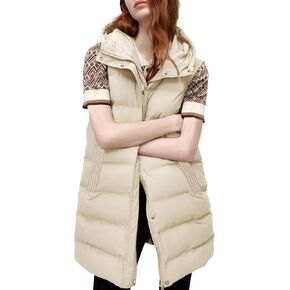 Fiona Jolin Long Puffer Vest Women Hooded Warm Padded Winter Coats Sleeveless Puffy Jackets Outerwear Vests