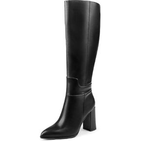 Dance&Style Women's Leather Boots Block Heels Shoes Fall Boots Knee High