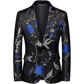 MOGU Mens Metallic Jacquard Blazer Slim Fit Elegant Tuxedo Suit Jacket for Daily Prom Party in Kuwait