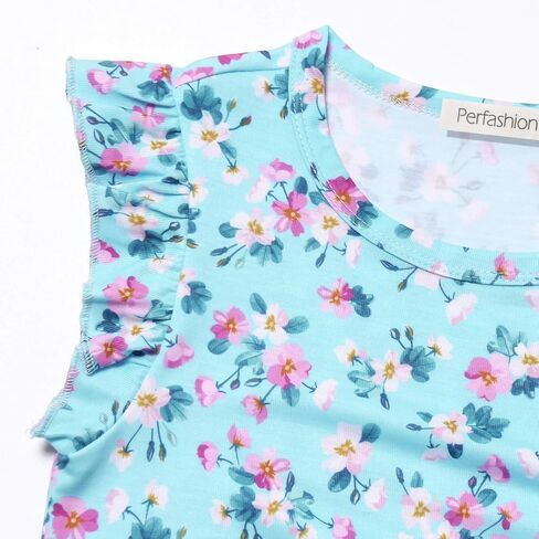 Perfashion Girls Flutter/Long Sleeve Cotton T-Shirts Side Drawstring Tunic Blouse Round Neck Casual Tops for 4-13Years in Kuwait