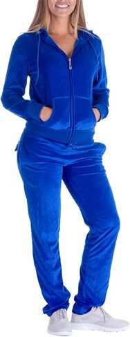 LeeHanTon Womens 2 Piece Outfits Velour Tracksuits Long Sleeve Sports Sweatsuits Jogging Velvet Lounge Set in Kuwait