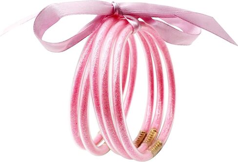 متعدد الطبقات عيد الميلاد Bowknot بريق هلام أساور السيليكون متعدد الألوان جميل لطيف خفيف الوزن المنسوجة عقدة تألق سيليكون هلام أساور للنساء فتاة الأزياء والمجوهرات in Kuwait
