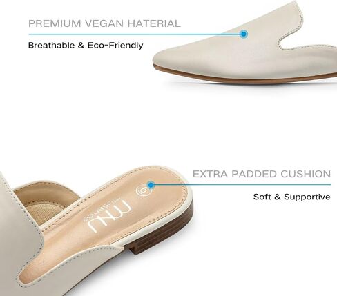MUSSHOE Women’s Pointed Toe Mule Flats: Comfortable Lightweight Slip On Backless Loafers with Memory Foam for Office Work & Dressy Casual Wear in Saudi Arabia