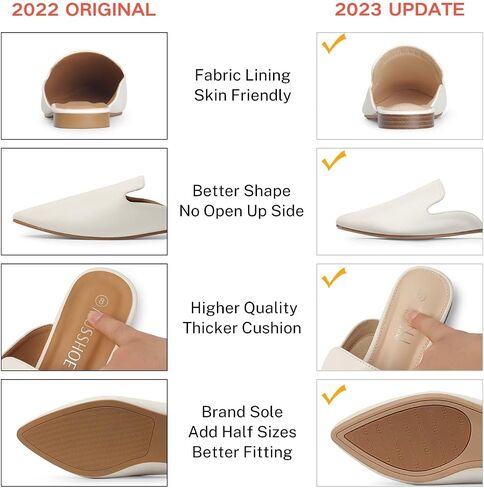 MUSSHOE Women’s Pointed Toe Mule Flats: Comfortable Lightweight Slip On Backless Loafers with Memory Foam for Office Work & Dressy Casual Wear in Saudi Arabia