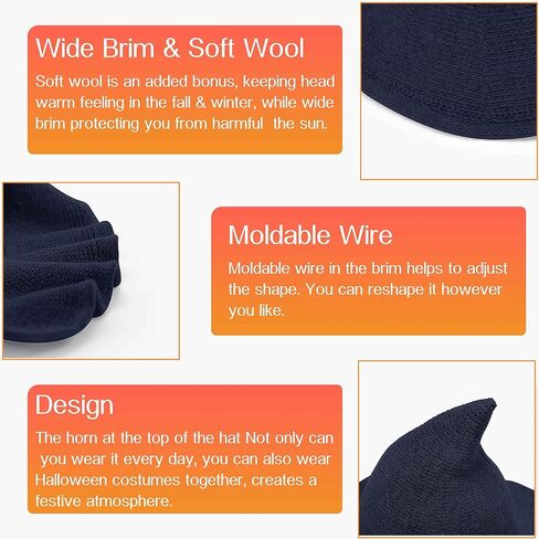 Halloween Witch Hat Wizard Women Costume Cosplay Party Accessory Daily Girl Wool Knitted Wide Brim Foldable Pointed Hat in Kuwait