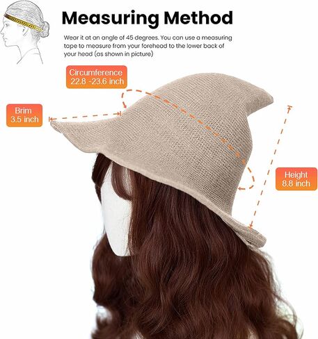 Halloween Witch Hat Wizard Women Costume Cosplay Party Accessory Daily Girl Wool Knitted Wide Brim Foldable Pointed Hat in Kuwait