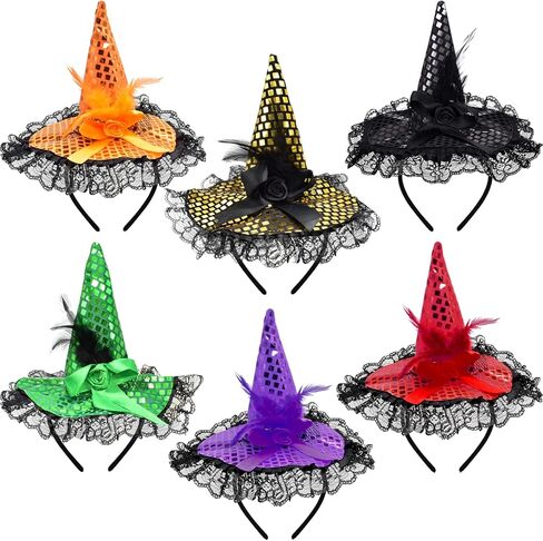 ZeeDix Halloween Witch Feather Hat Headband - لطيف الساحرة خوذة لأزياء الهالوين واللوازم التنكرية in Kuwait
