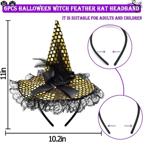 ZeeDix Halloween Witch Feather Hat Headband - لطيف الساحرة خوذة لأزياء الهالوين واللوازم التنكرية in Kuwait