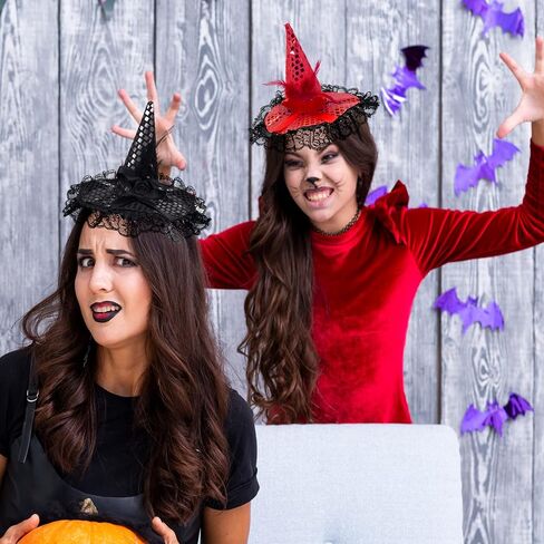 ZeeDix Halloween Witch Feather Hat Headband - لطيف الساحرة خوذة لأزياء الهالوين واللوازم التنكرية in Kuwait