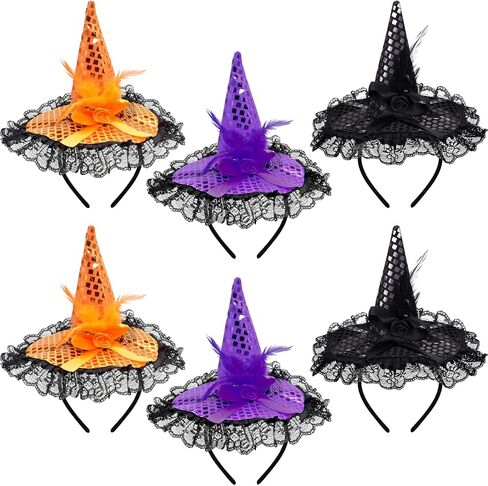 ZeeDix Halloween Witch Feather Hat Headband - لطيف الساحرة خوذة لأزياء الهالوين واللوازم التنكرية in Kuwait