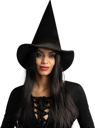 Spooktacular Creations Halloween Black Witch Hat, Soft Satin Witch Hat for Women, Halloween Costume Accessory, School Role Playing, Themed Parties in Saudi Arabia